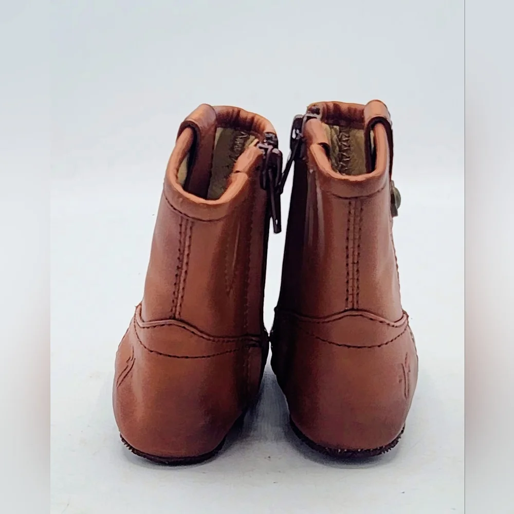 Frye Cognac Leather Infant Baby‎ Soft Sole Crib Shoes Booties Size 1 (YTH1)